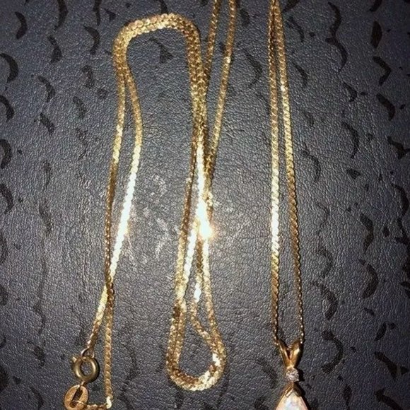 Solid 14k gold, opal necklace 24 inches